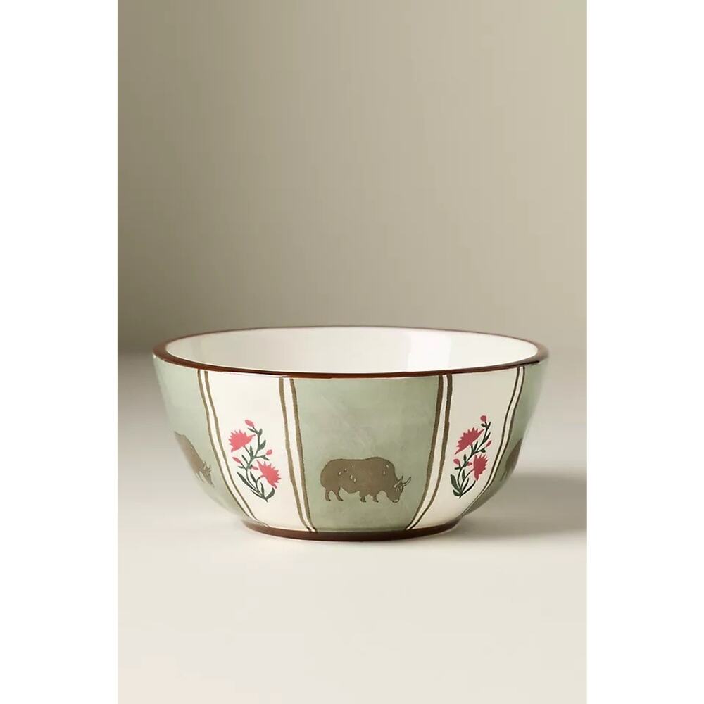 Anthropologie Millie Stoneware Yogurt Bowl Cow Farm Country